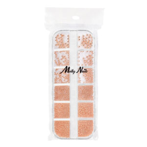 Kasetka z ozdobami bulion Molly Nails różowe złoto rose gold 1000 sztuk